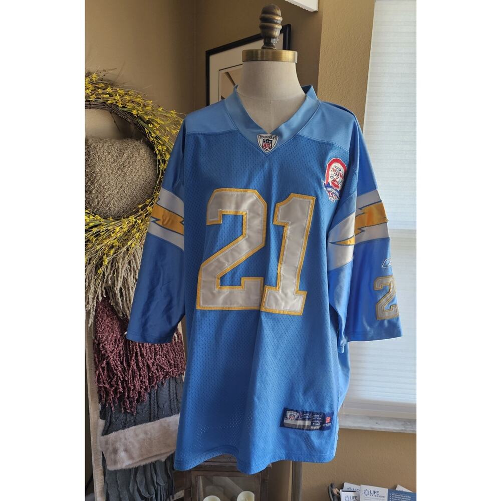 Reebok NFL San Diego Chargers Tomlinson #21 50th Anniversary Jersey Size 54 Blue